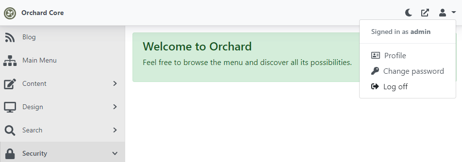 New change password option