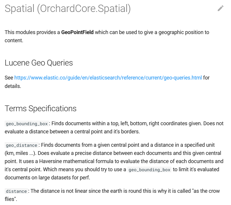 Spatial module documentation