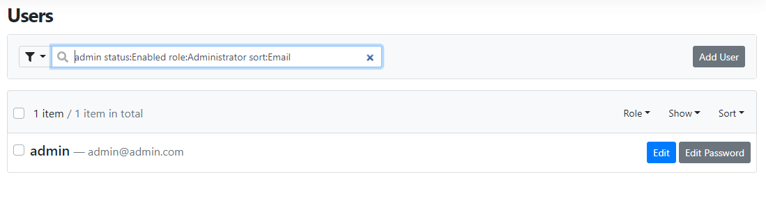 Filter for the Users page