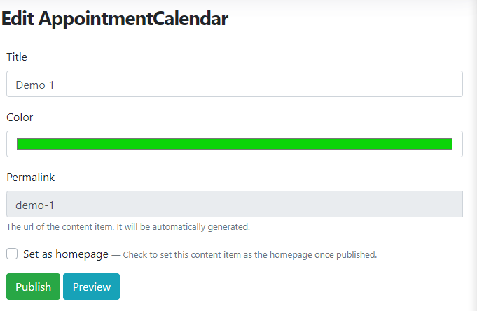 Adding a new AppointmentCalendar