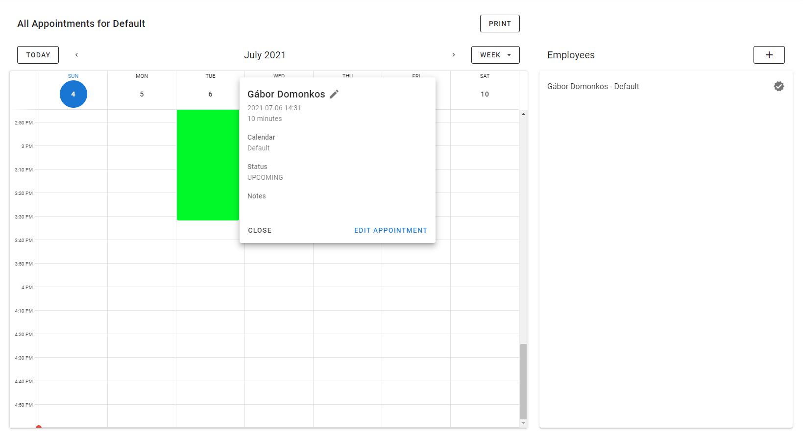 Editing a given appointment