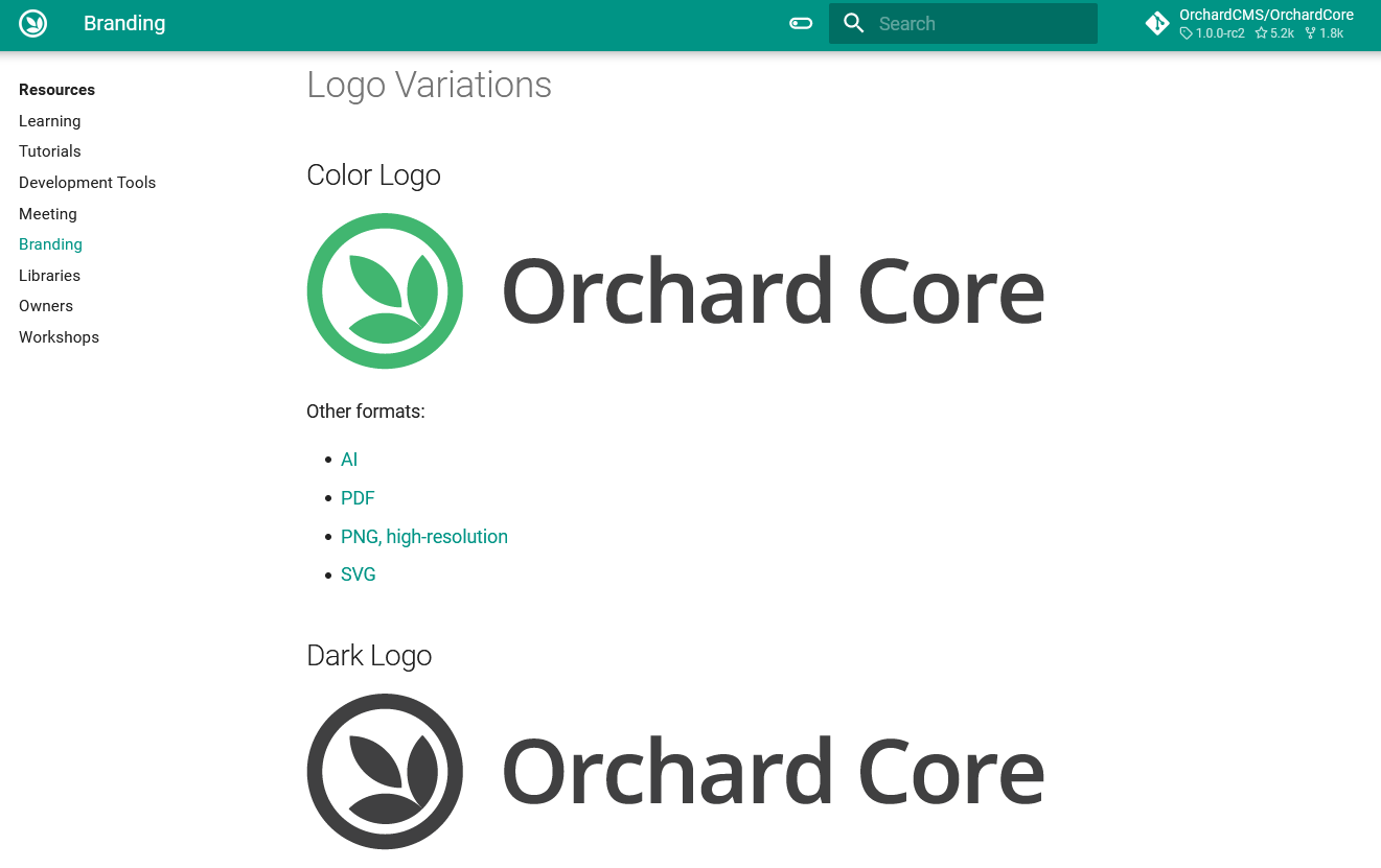 Orchard Core new branding assets