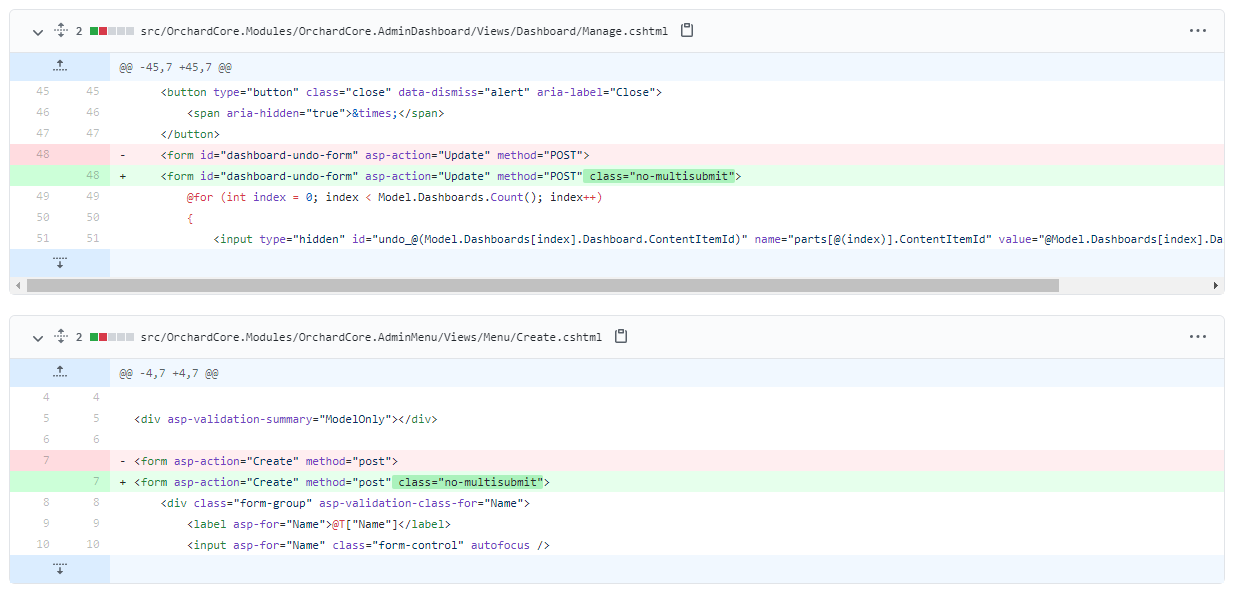 Adding the no-multisubmit class to forms