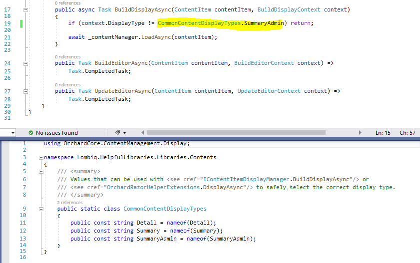 Using the CommonContentDisplayTypes constants