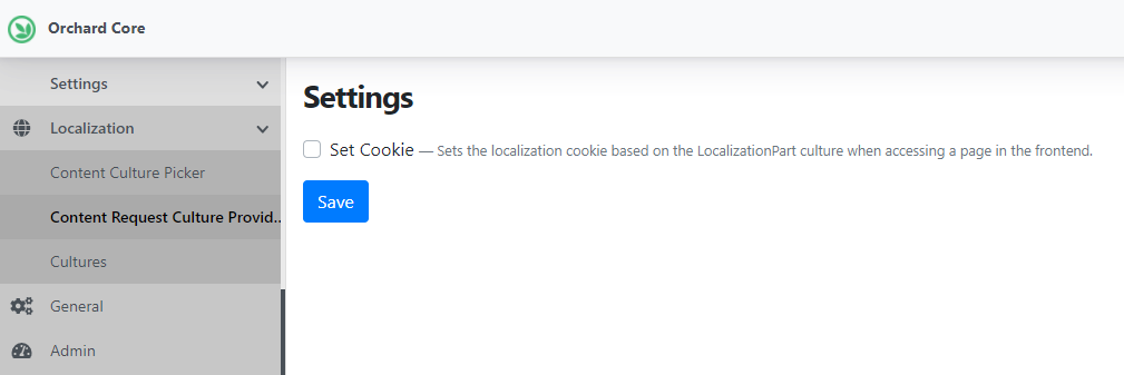 The Content Request Culture Provider Settings