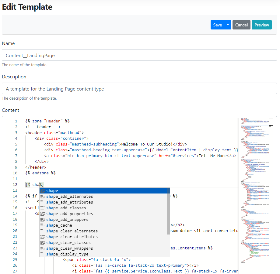 Liquid IntelliSense of the Monaco editor