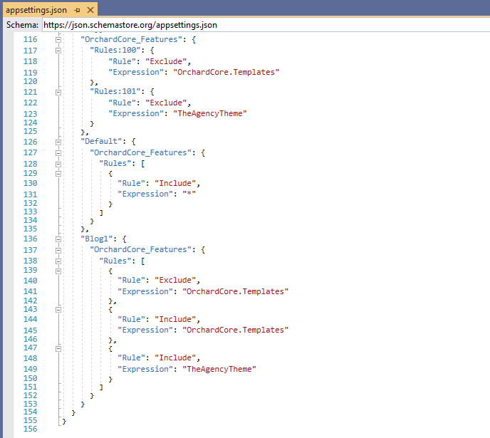 Features configuration in appsettings