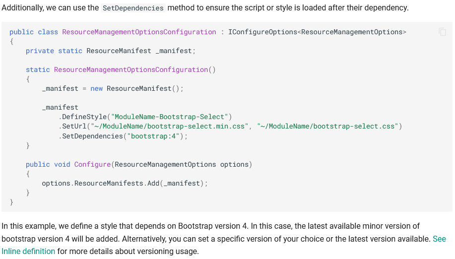 SetDependencies with version number