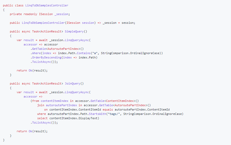 Samples to use LINQ to DB