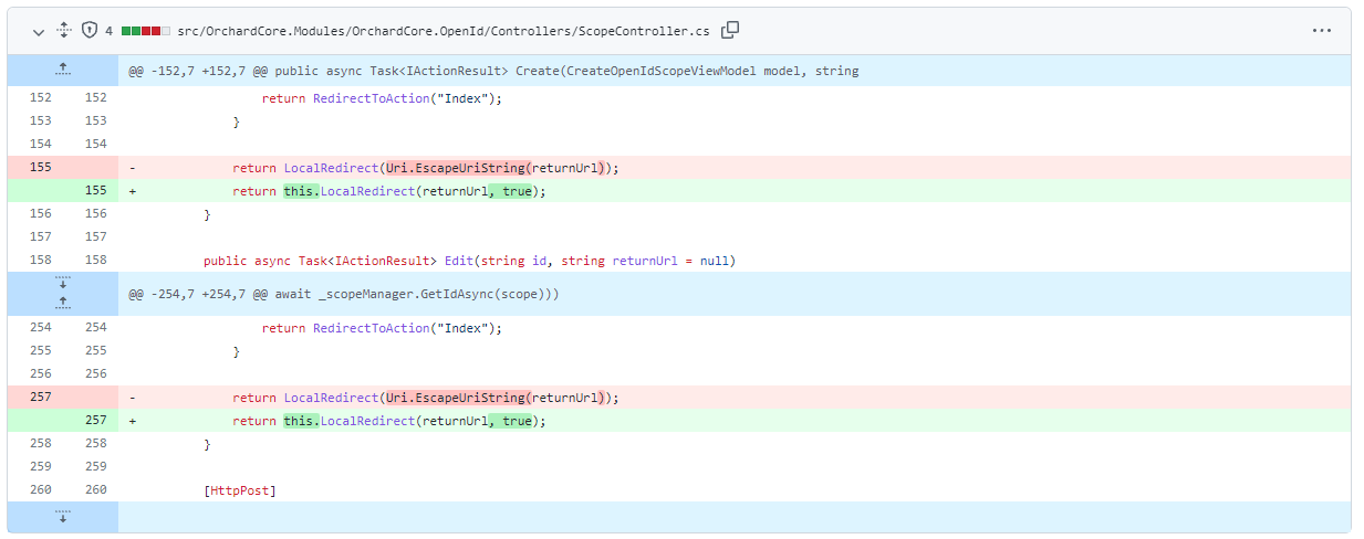 Using the new LocalRedirect extension method
