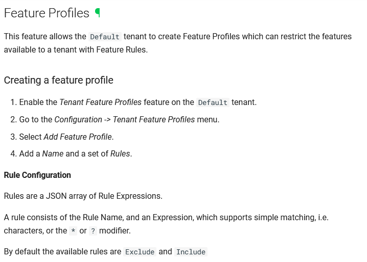 Feature Profiles documentation