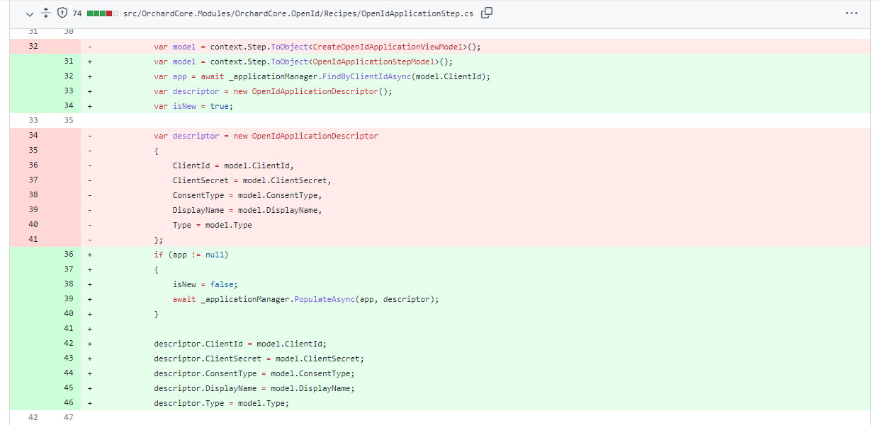 New OpenIdApplicationStepModel