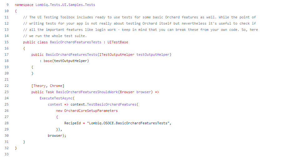 The Basic Orchard Features Tests