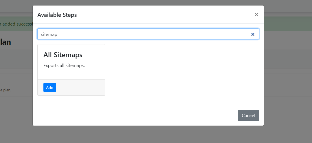 The All Sitemaps deployment step