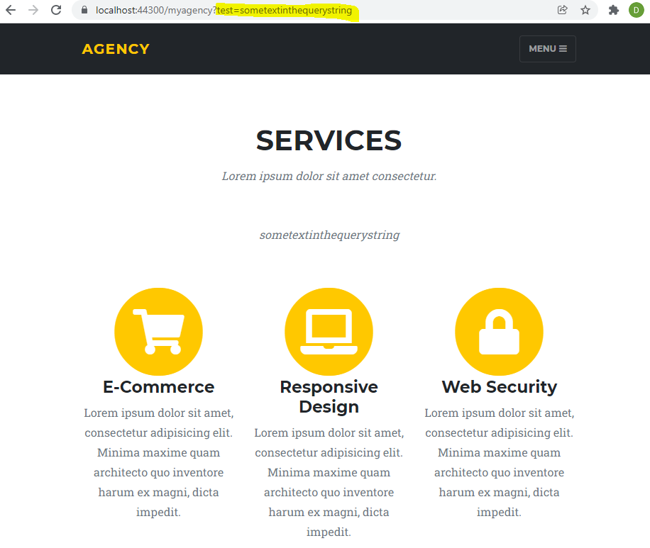 Using the test query string