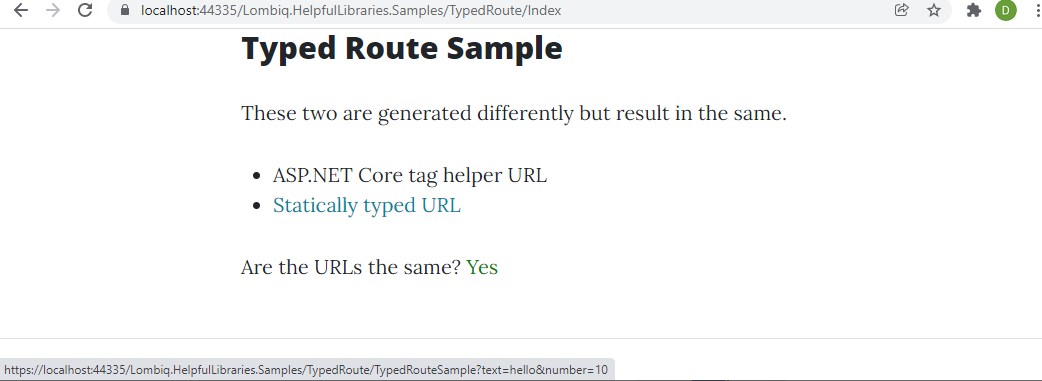 The constructed URL