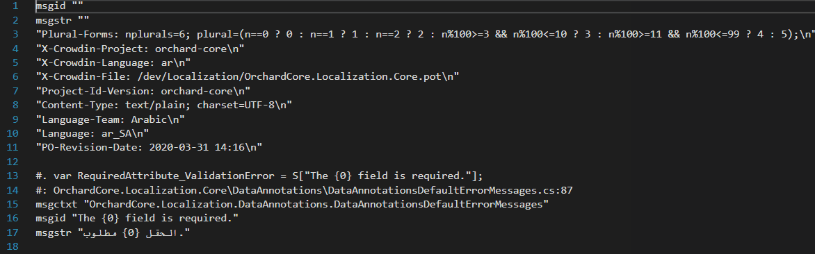 A PO file that uses the DataAnnotationsDefaultErrorMessages marker class