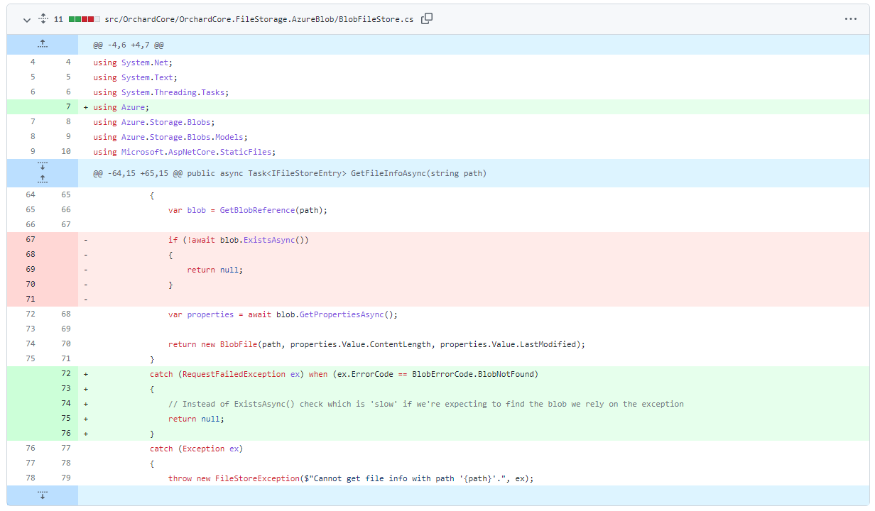 Remove exists check for blobs
