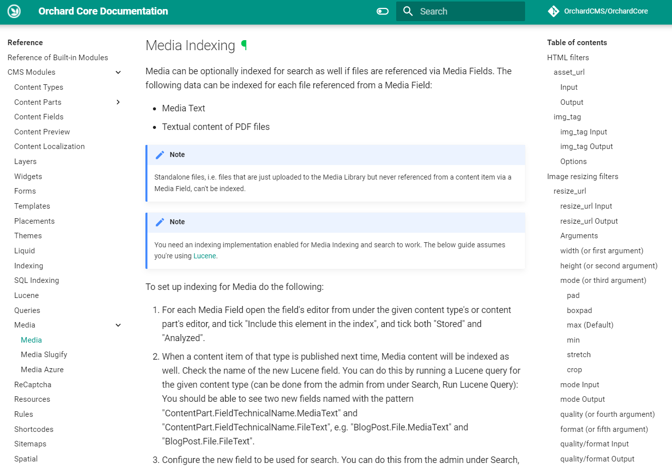 Media Indexing documentation
