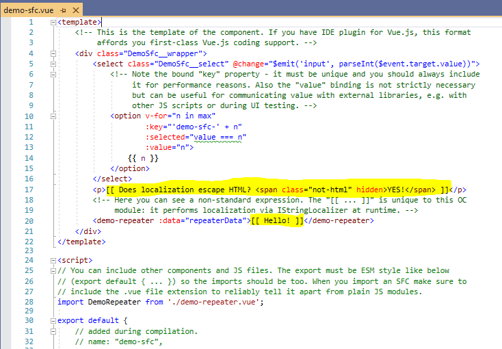 Localization in a Vue.js Single File Component