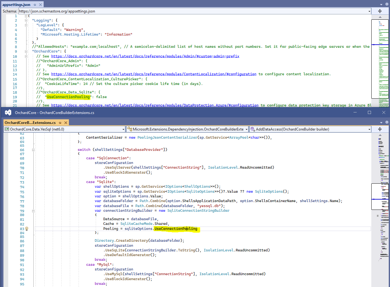 Set up the SQLite connection pooling