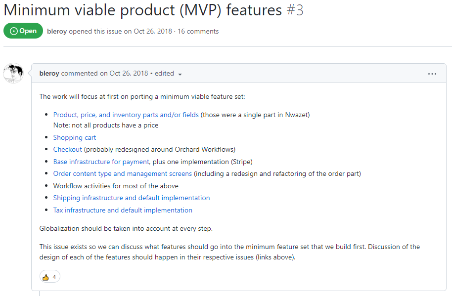 Minimum viable product features