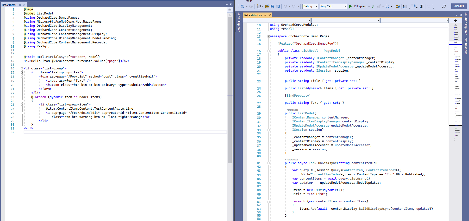A Razor Page with the Feature attribute