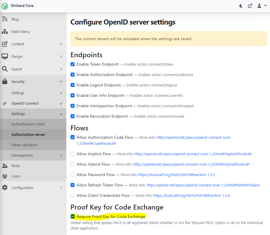 Open ID Server PKCE