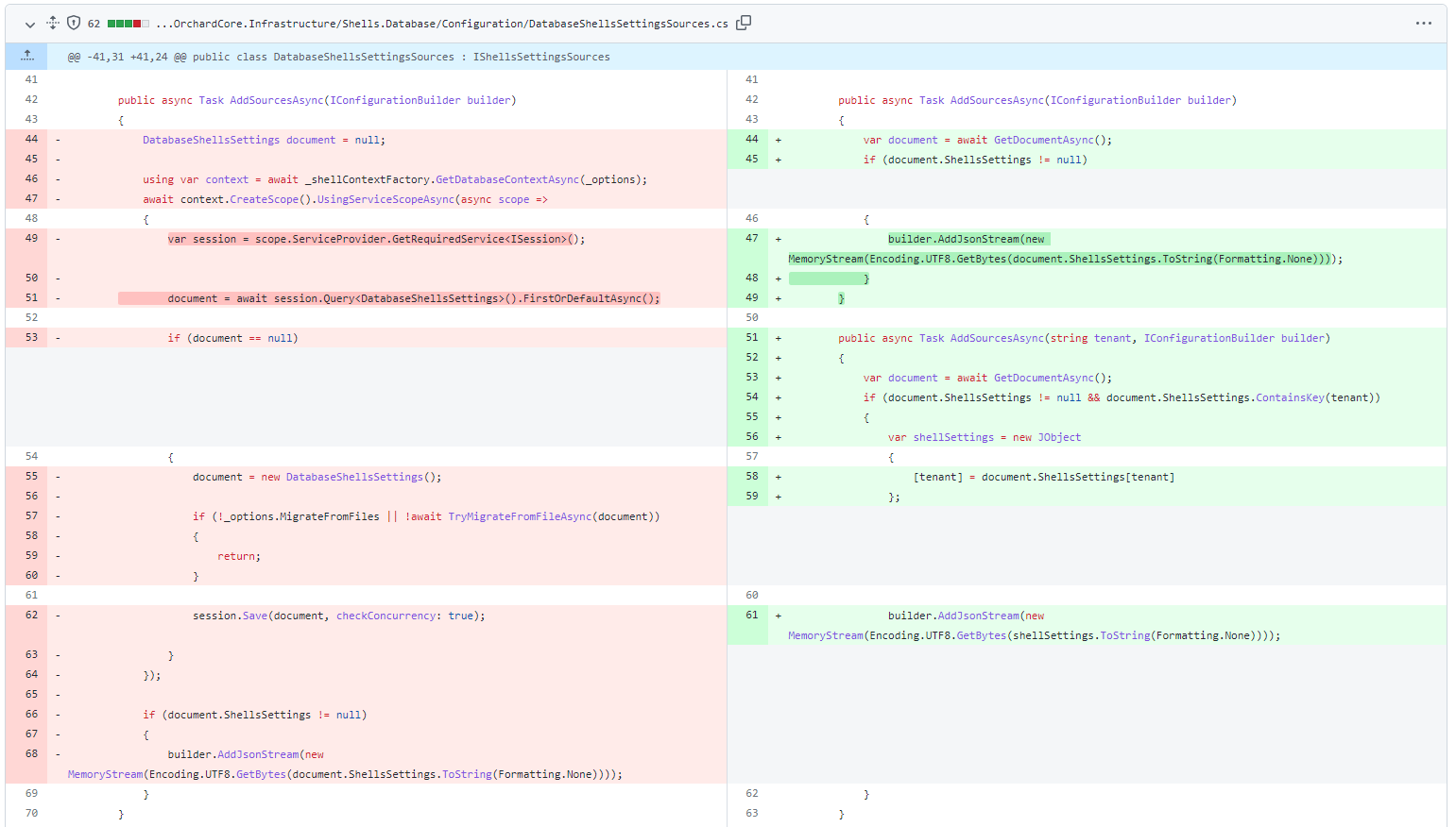 Optimizing in DatabaseShellsSettingsSources