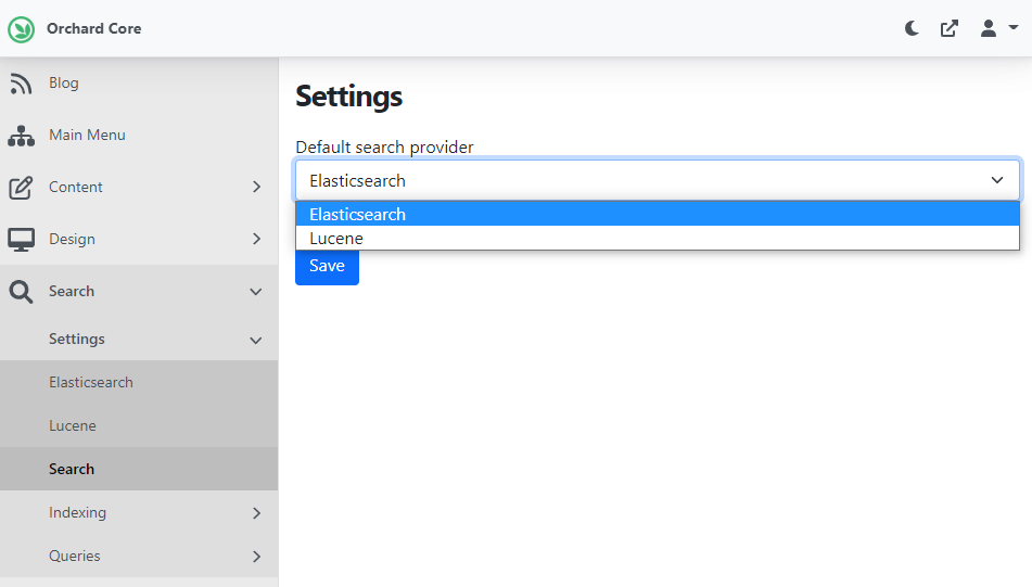 Setting up the default search provider