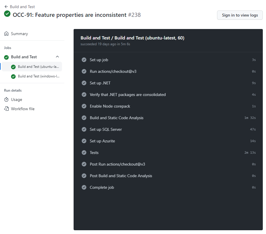 A GitHub action in the Orchard Core Commerce module