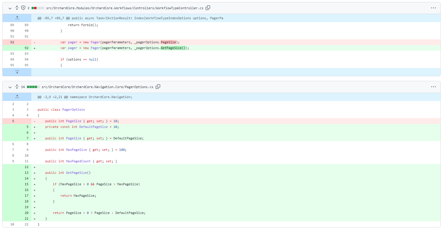 New GetPageSize method in the PagerOptions class