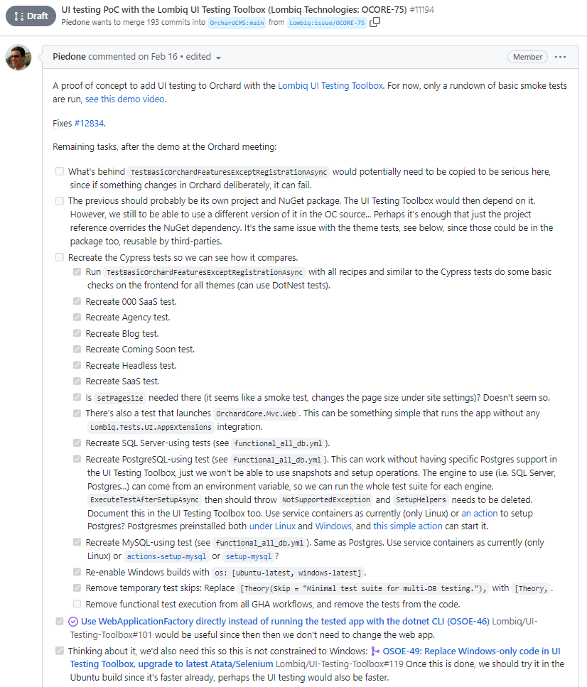 Integrating UI testing remaining tasks