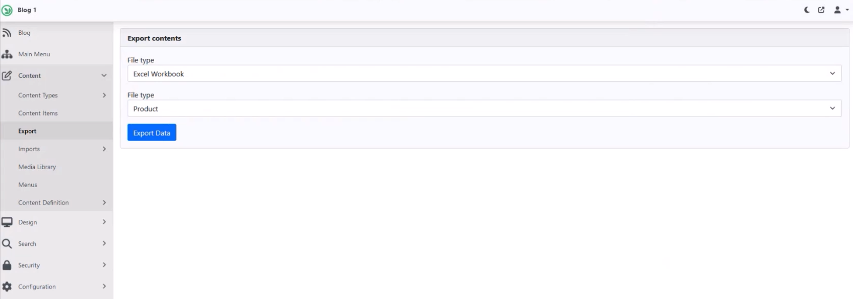 Export contents page