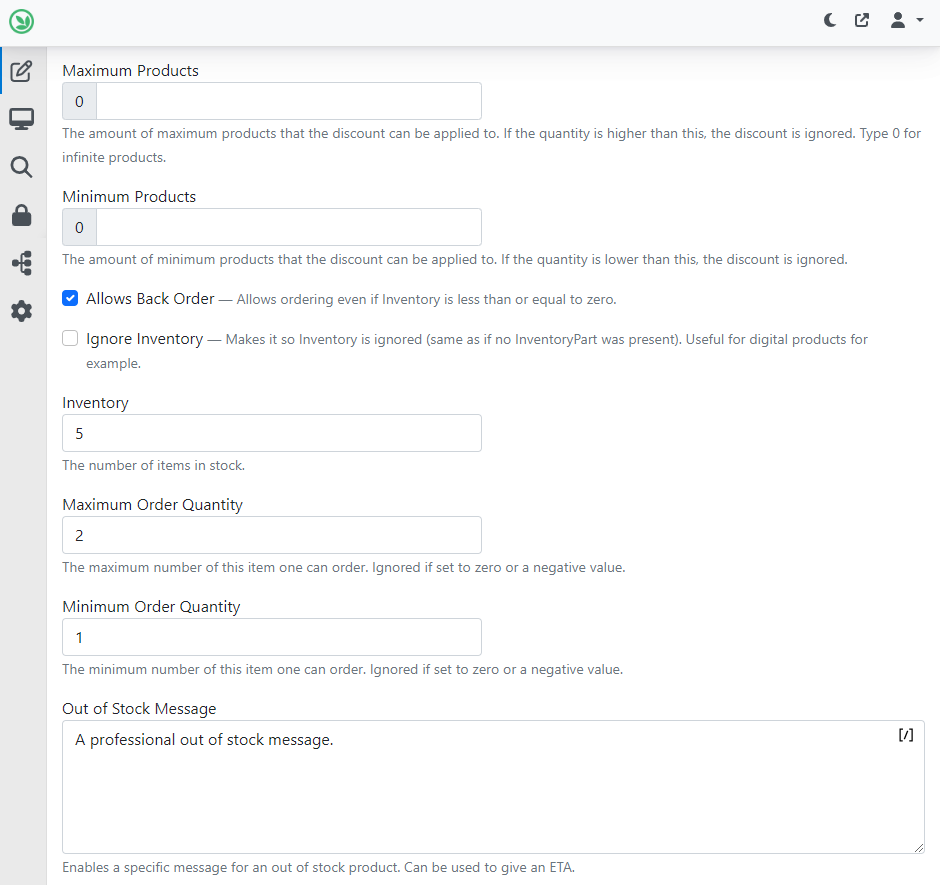 The Product editor