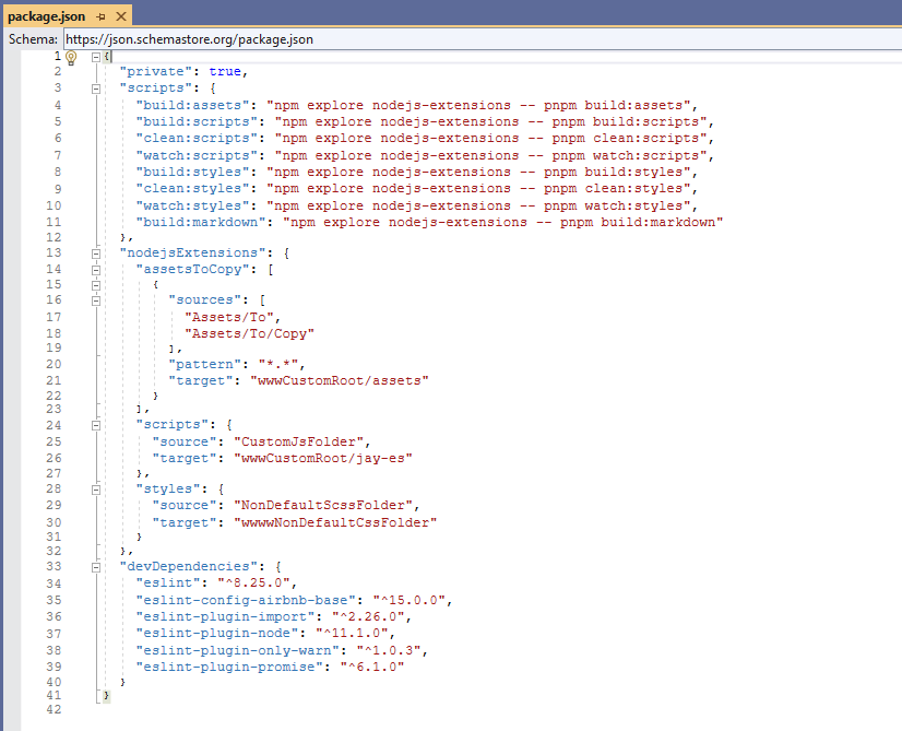 Node.js configuration sample