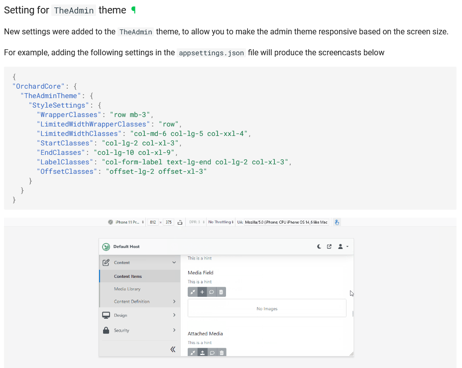Setting for TheAdmin theme documentation