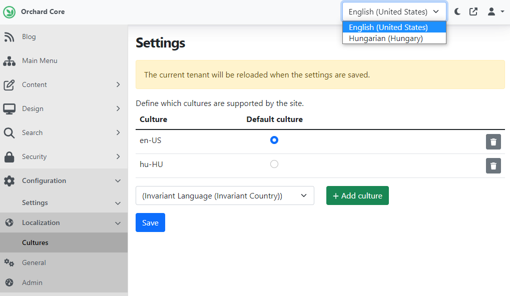 Admin Culture Picker