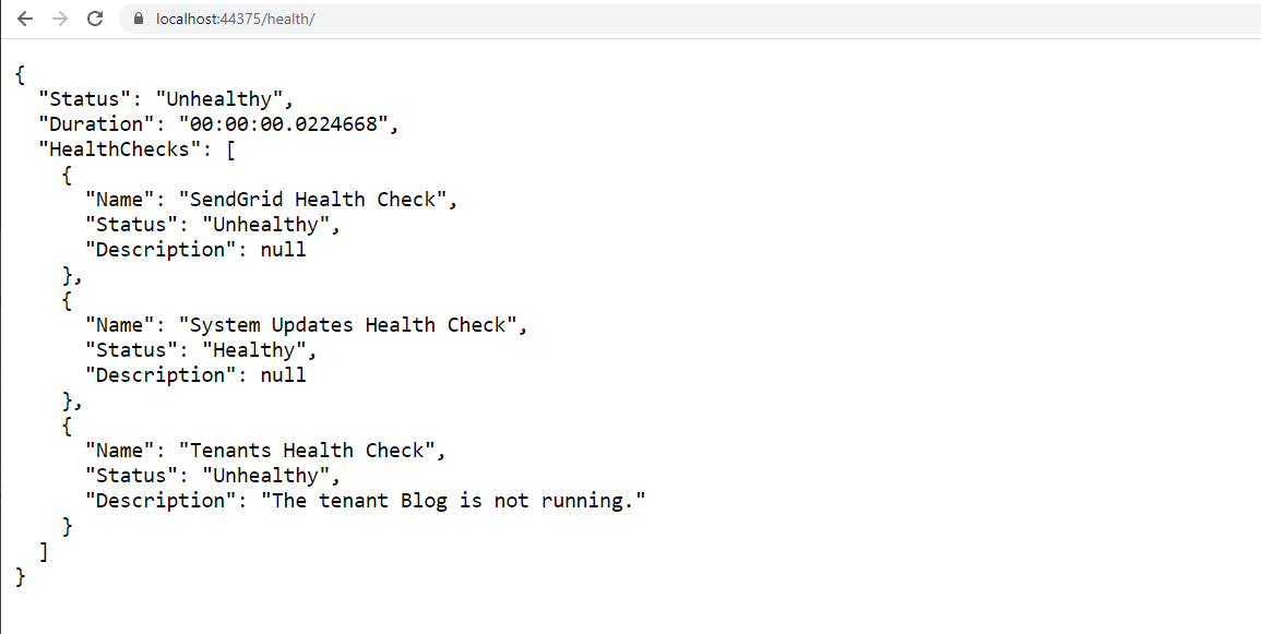 Using the Health Checks module