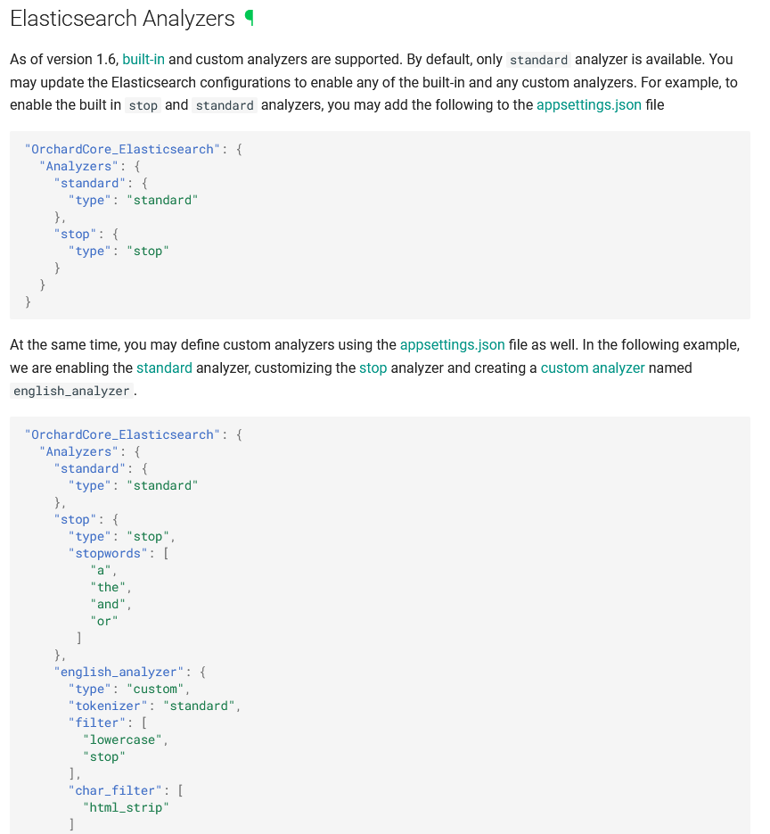 Documentation about Elasticsearch Analyzers