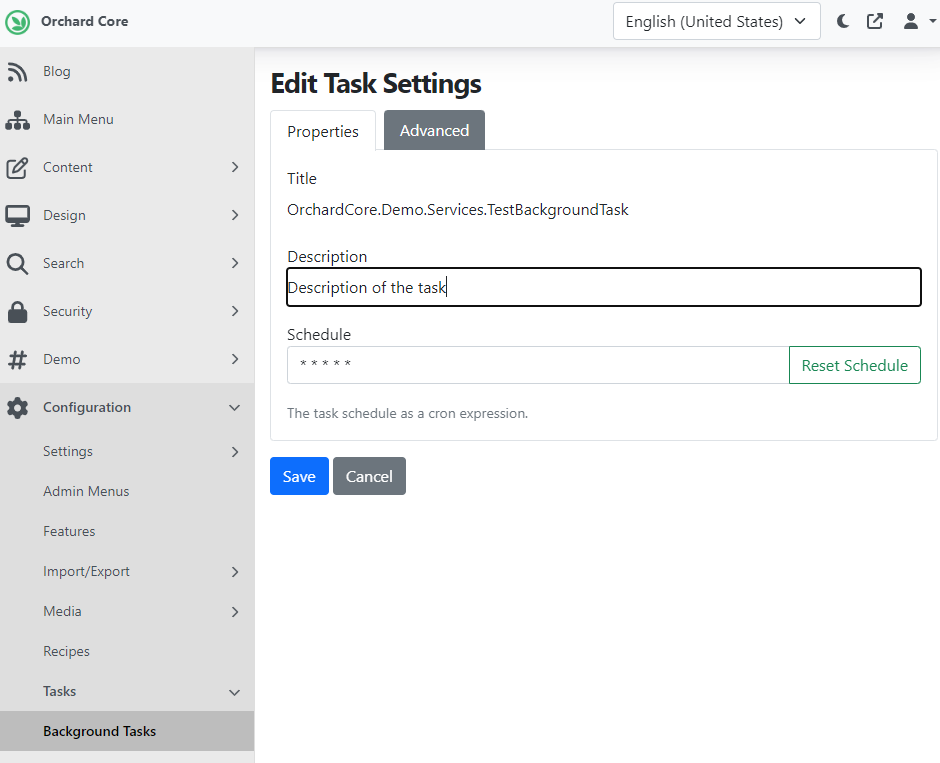 Edit background task description