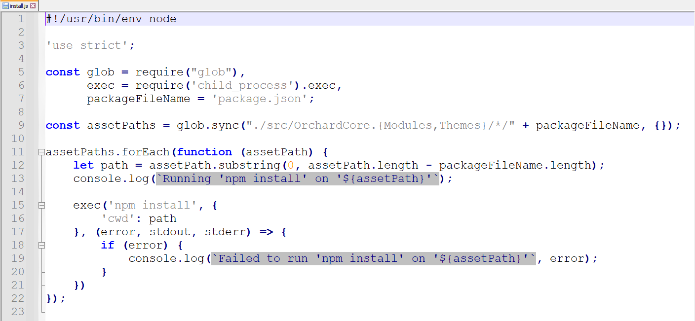 The newly added install.js script