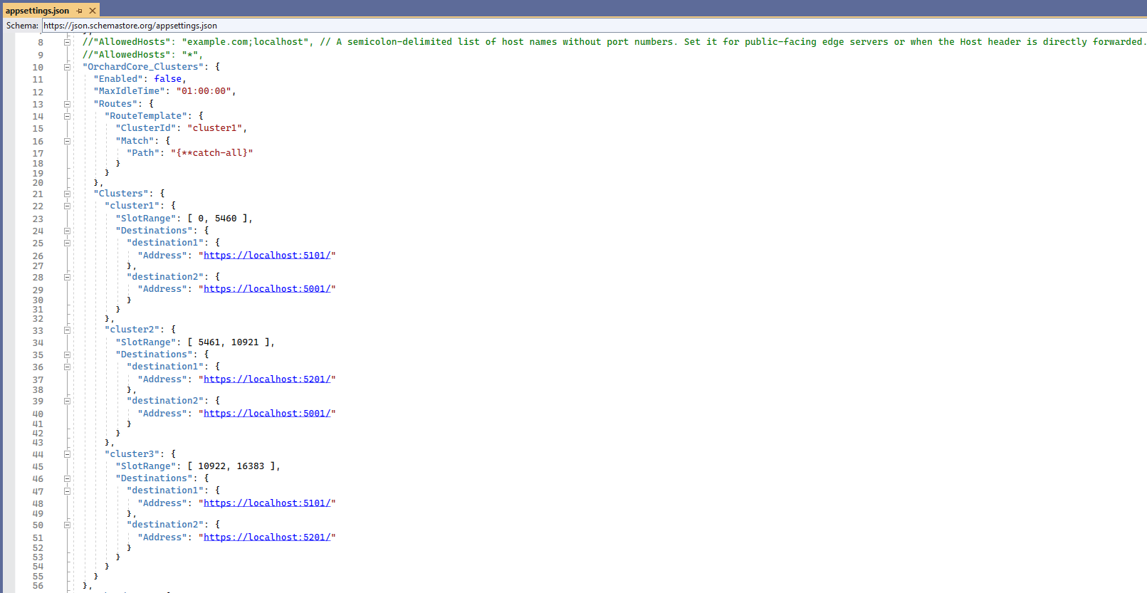 Clusters app settings