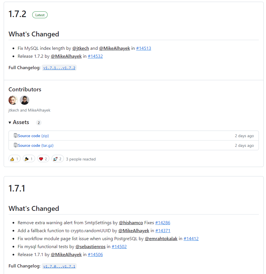 Orchard Core 1.7.1 and Orchard Core 1.7.2