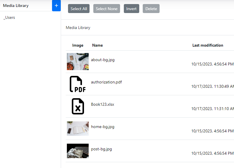 Media Library thumbnails