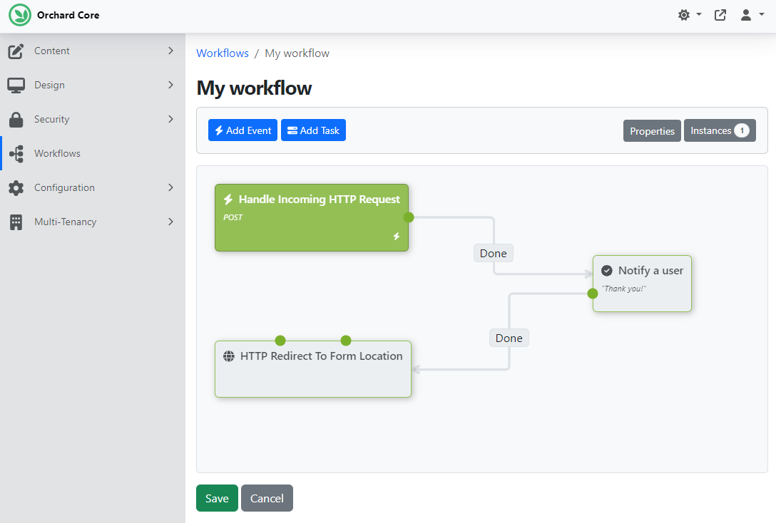 Workflow to redirect to form location