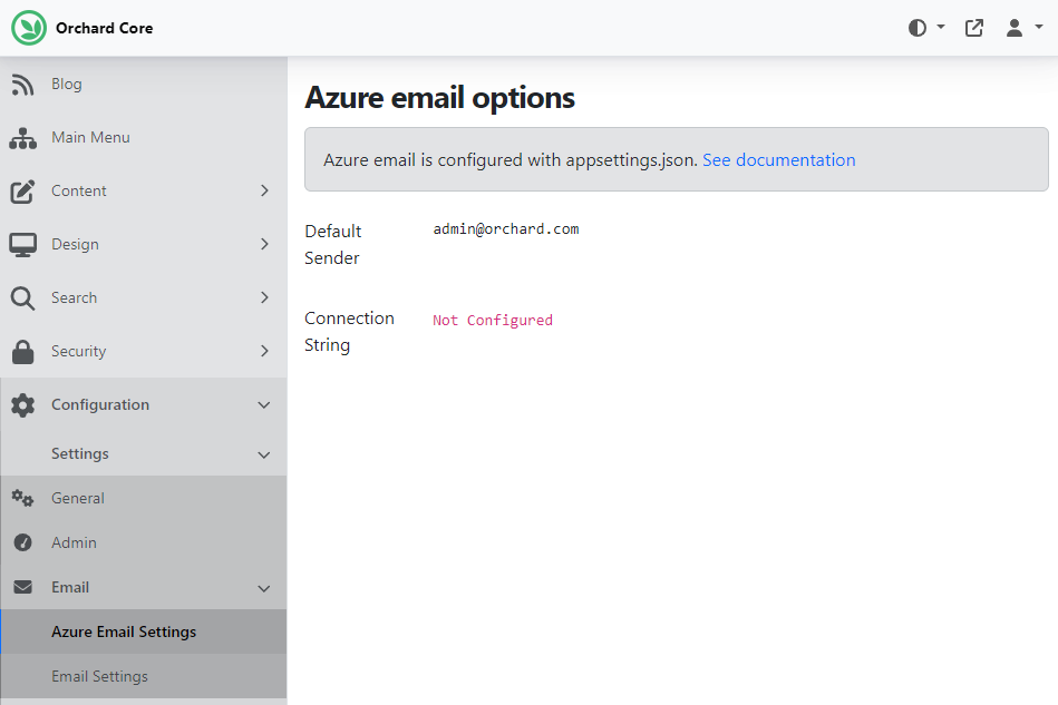 Azure email options
