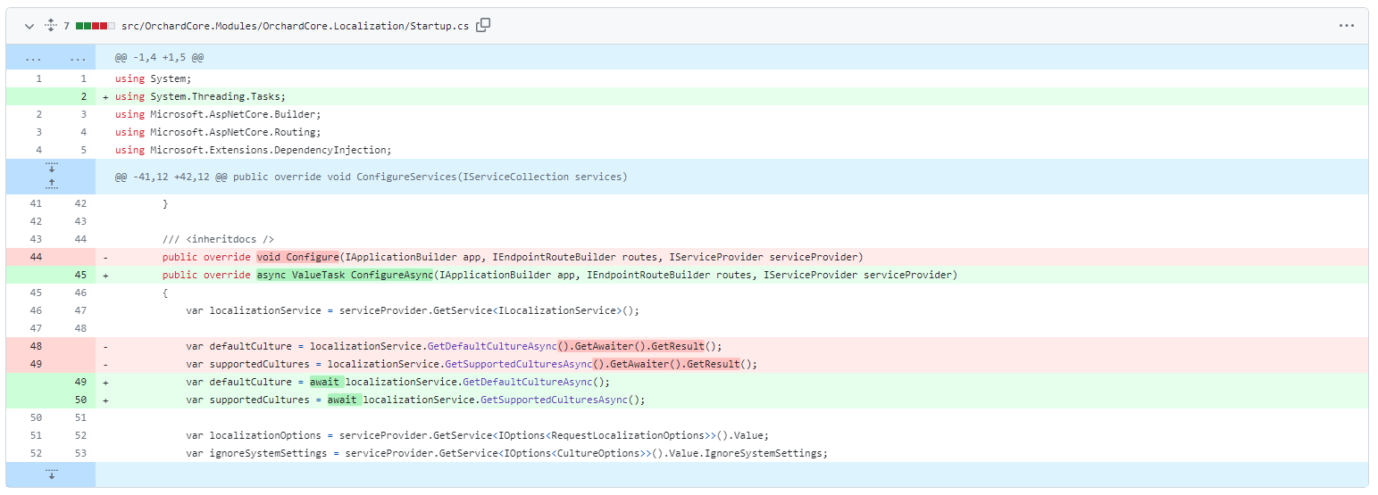 Using ConfigureAsync in Startup