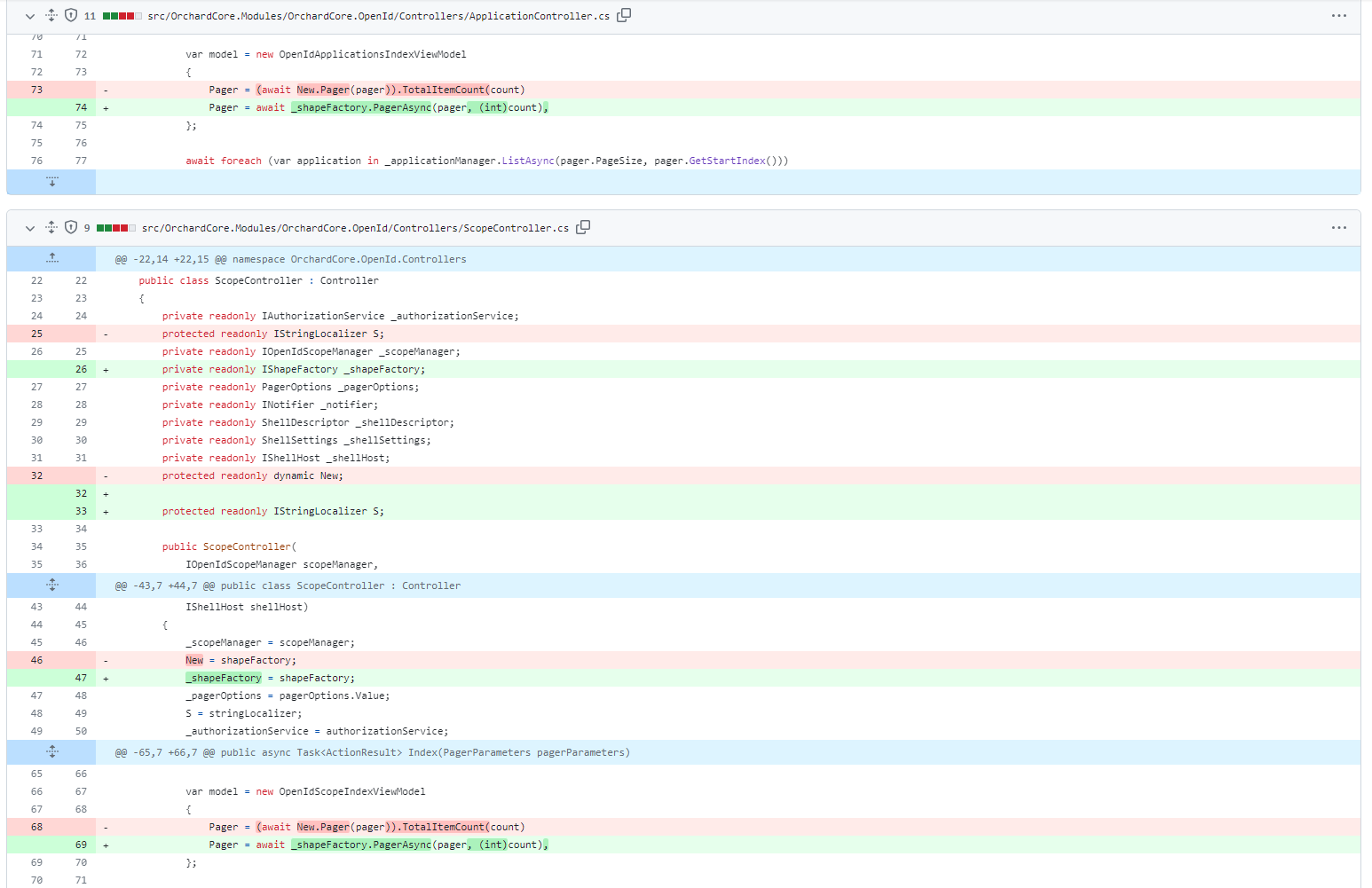 Use PagerAsync and PagerSlimAsync instead of using dynamic New