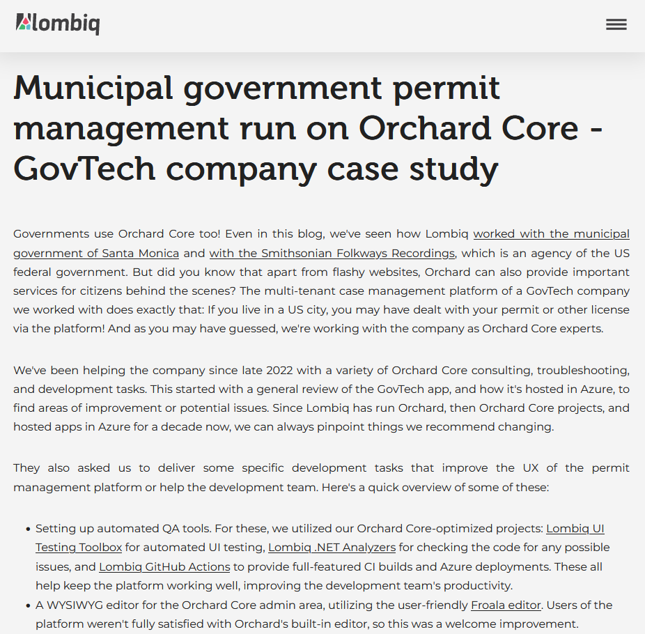 Lombiq GovTech company case study